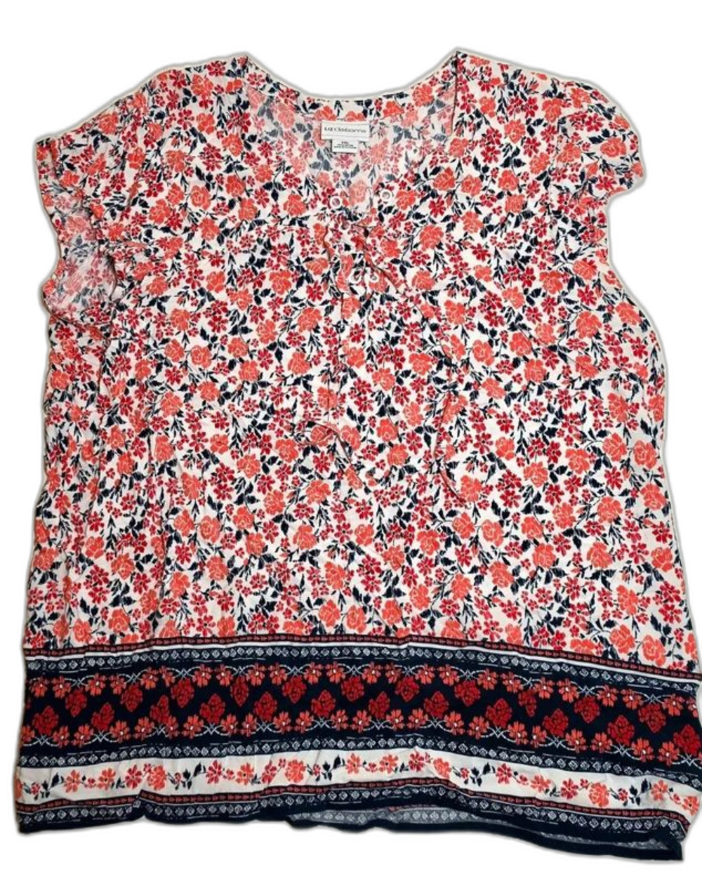 Liz Claiborne floral short sleeve top womens XXL